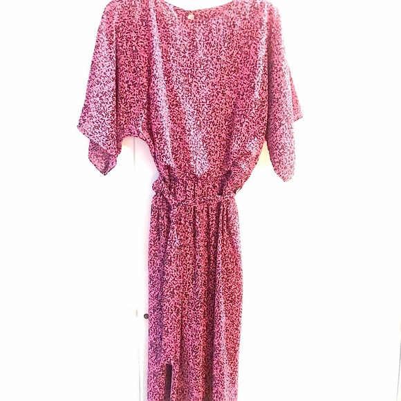 🎊Host Pick📿VOGUE Runway Pink:Black Speckled Kimono Sleeves Midi Runway Dress - Picture 13 of 16